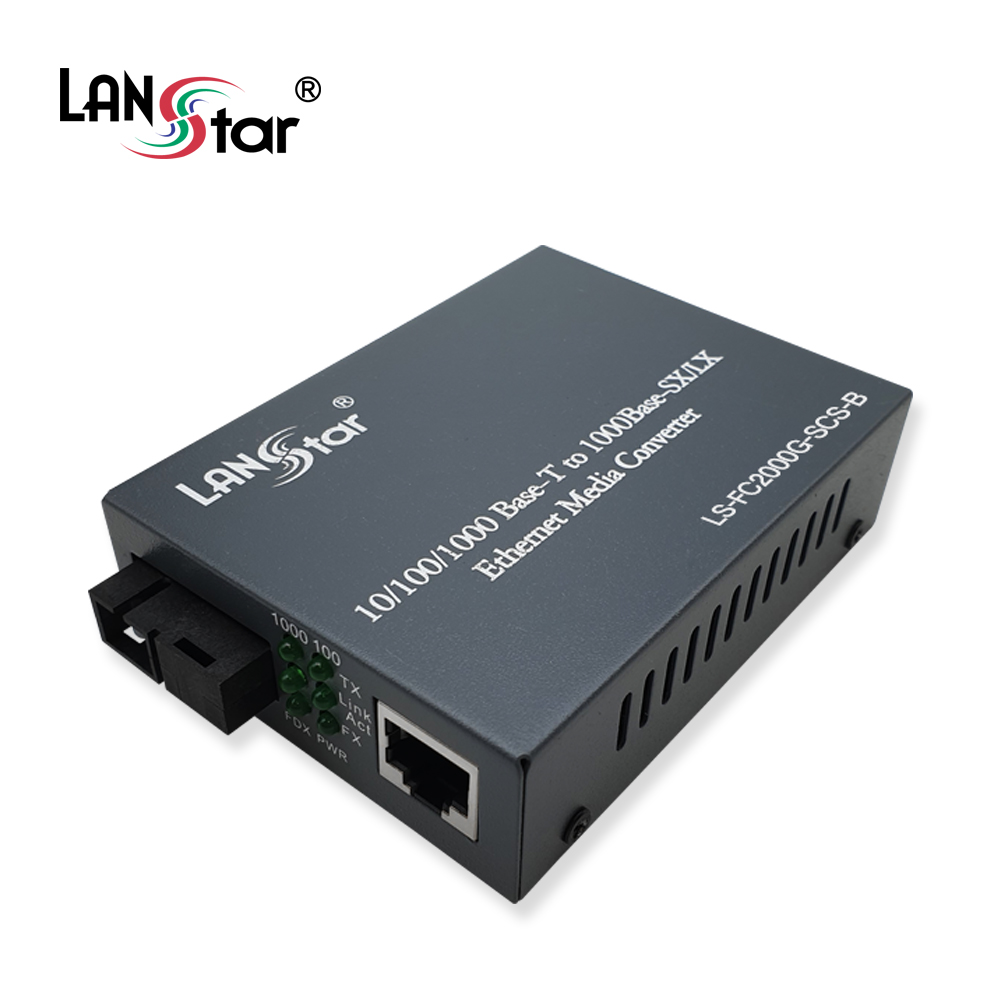 광 미디어 컨버터/광 컨버터, 10/100/1000Mbps 싱글 SC타입, B타입 TX 1550nm/RX 1310nm, 최대 25km