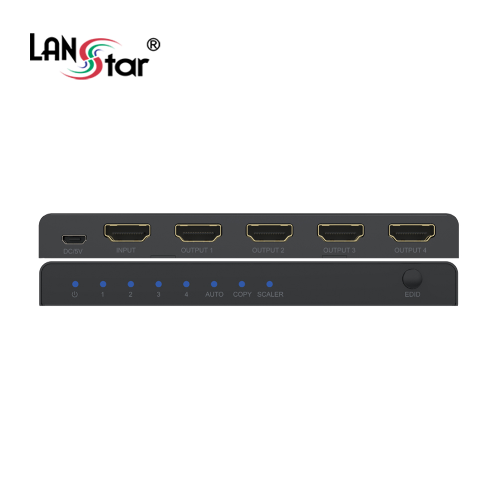 [LANstar] 1:4 HDMI 2.0 분배기, 다운스케일 기능 [30737]