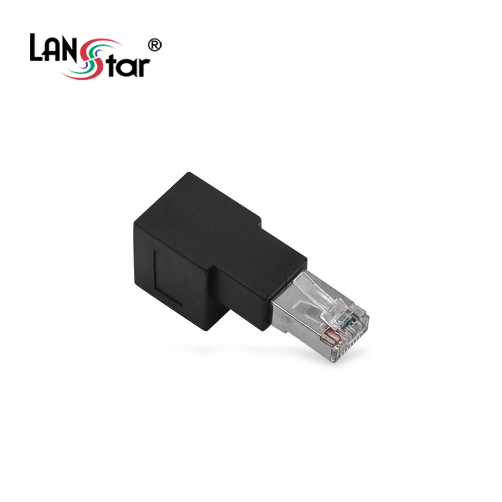 [LANstar] RJ45 랜 연장 90도 꺾임 젠더, 하향 [30695]