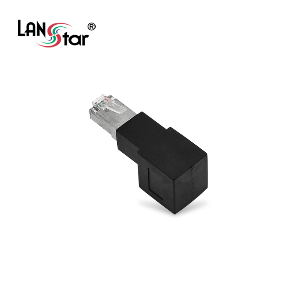 [LANstar] RJ45 랜 연장 90도 꺾임 젠더, 하향 [30695]