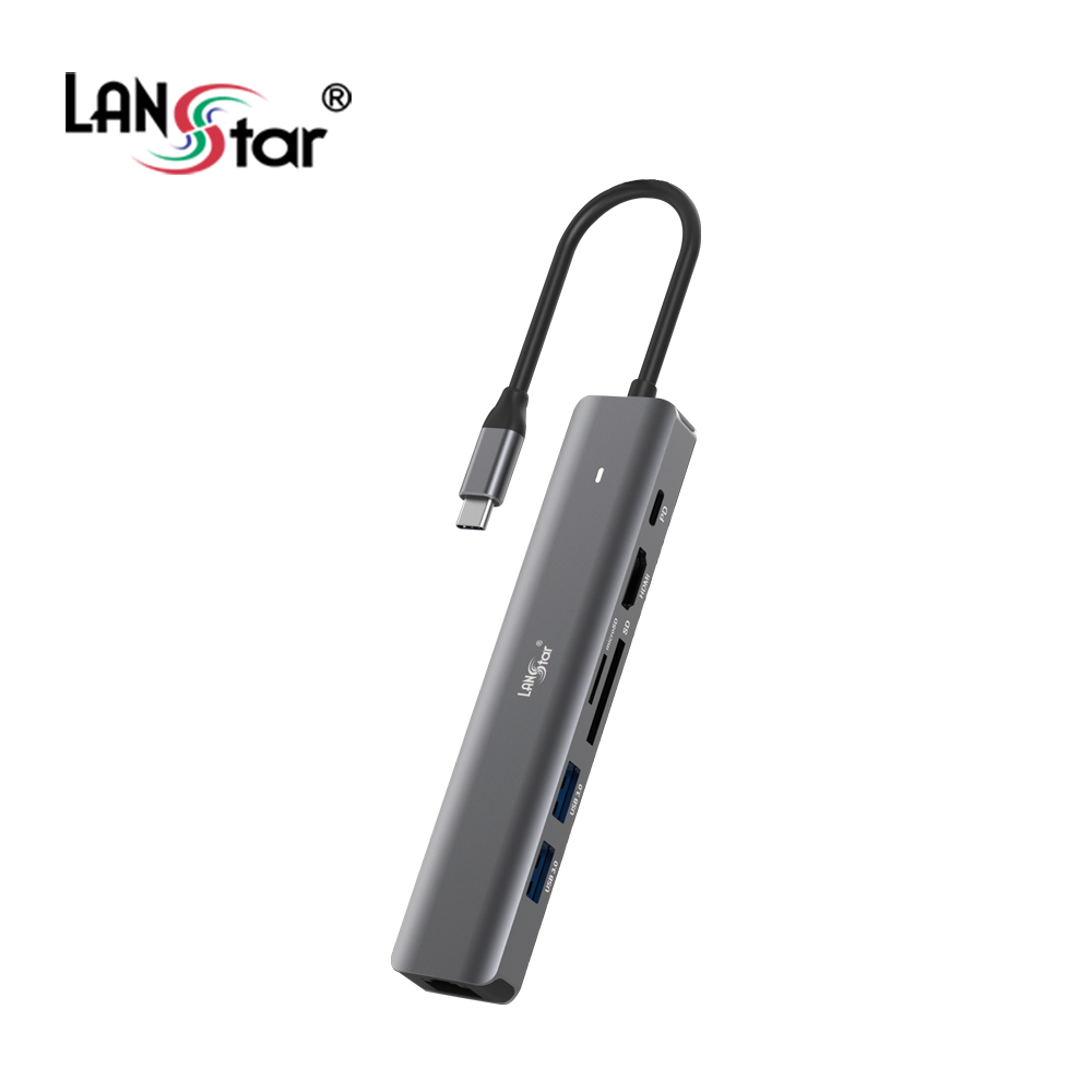 Type C 7in1 멀티허브, HDMI2.0 / PD100W / Giga LAN / SD,TF / USB3.0