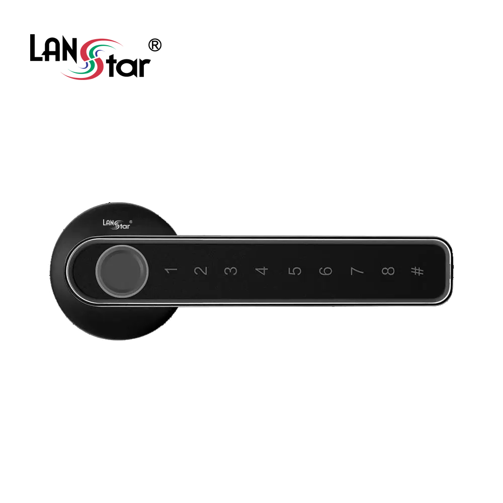 지문+번호키 도어락 방문 손잡이 블랙