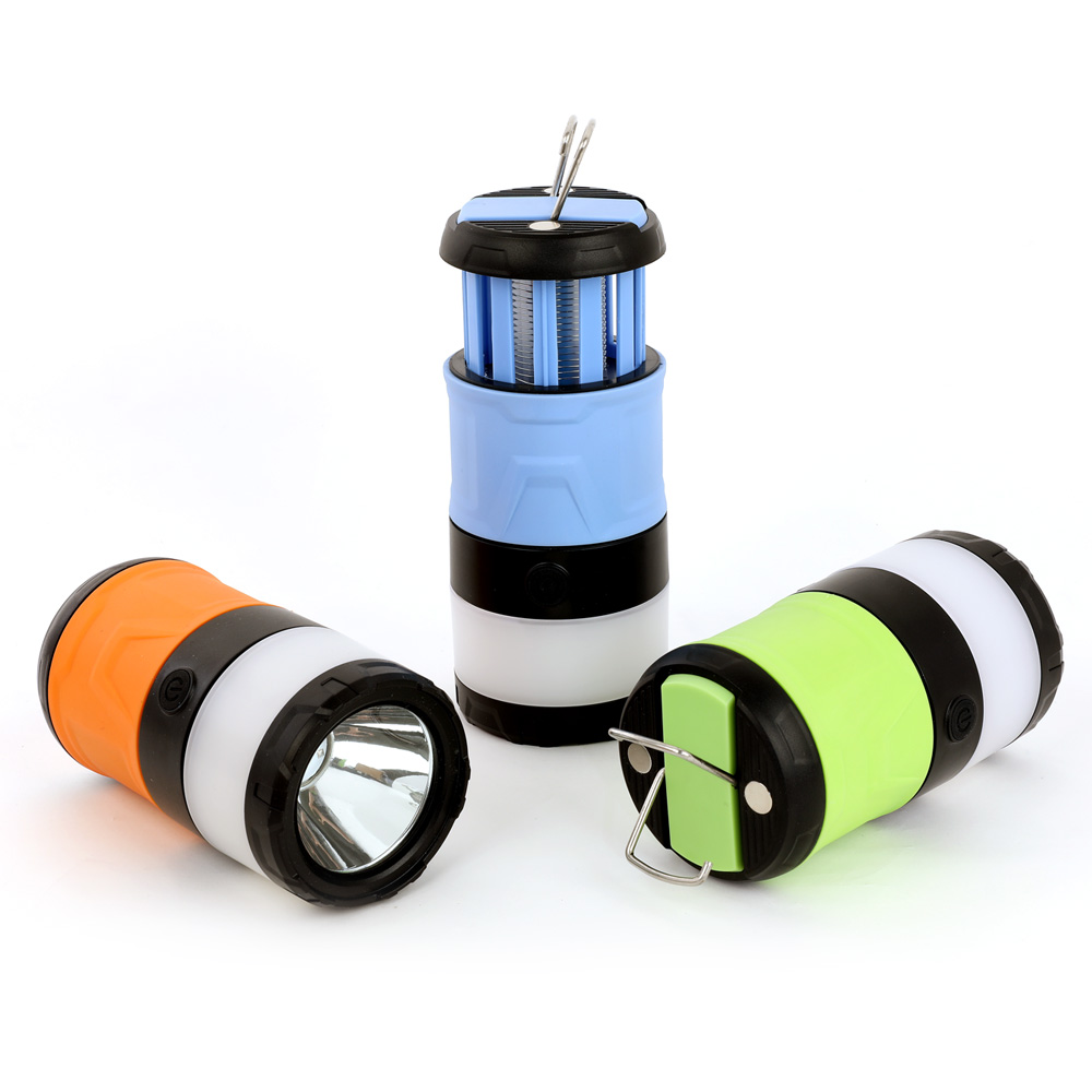 캠핑렌턴 충전식 3IN1 손전등 조명등 UV LED 모기 퇴치기 색상렌덤 EC-C1