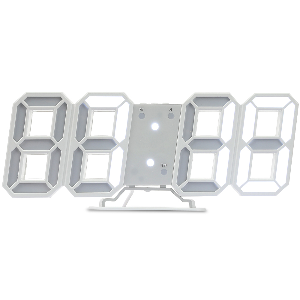 무소음 LED white 탁상 알람 시계 온도 달력 기능 벽시계 USB전원 EC-CL4-w