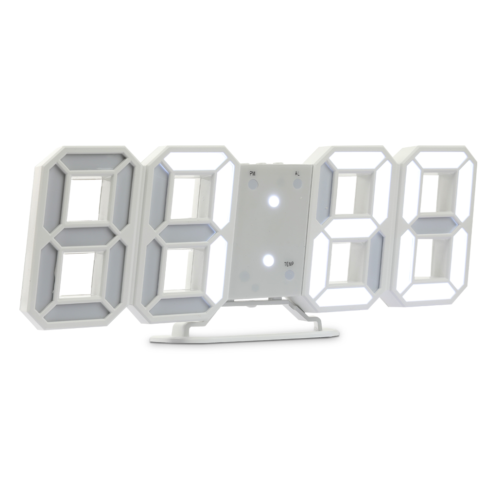 무소음 LED white 탁상 알람 시계 온도 달력 기능 벽시계 USB전원 EC-CL4-w