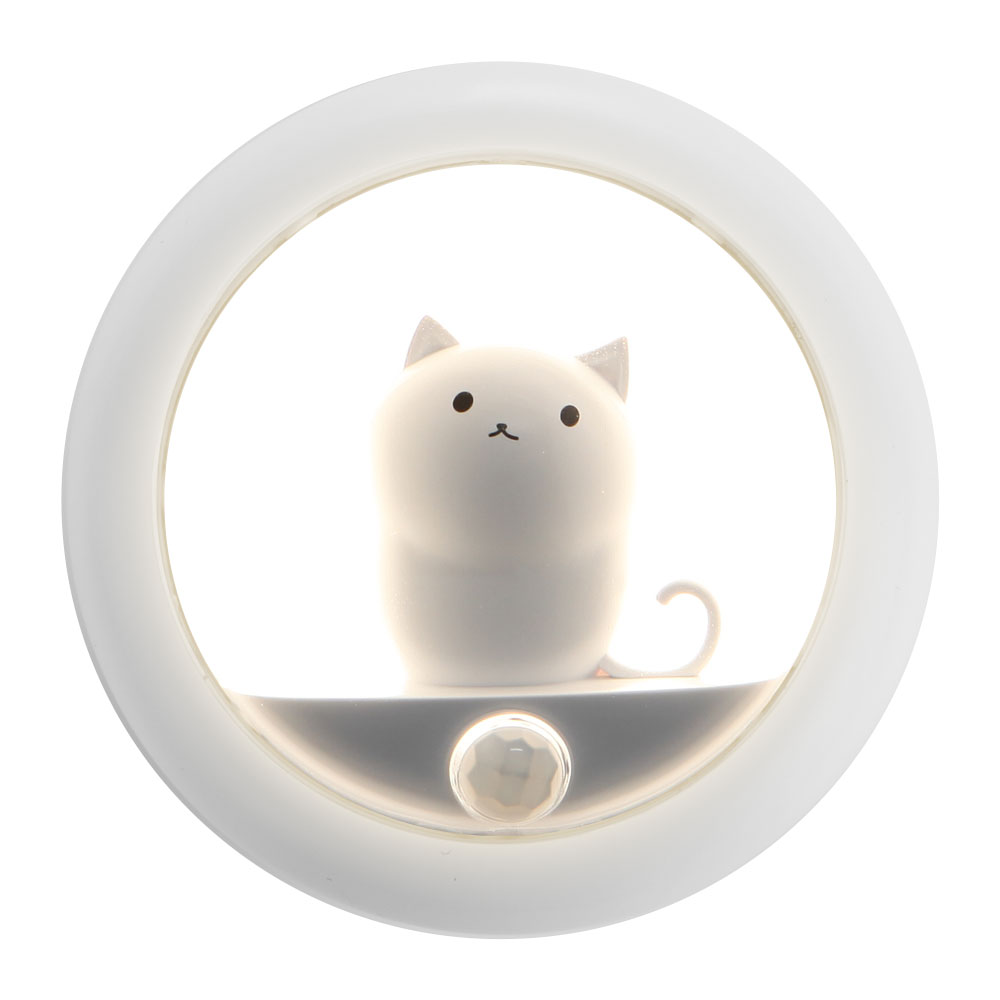 고양이 동작감지 센서등 화이트 LED 2단계 무드등 USB 충전 모션감지 계단 창고 장롱등