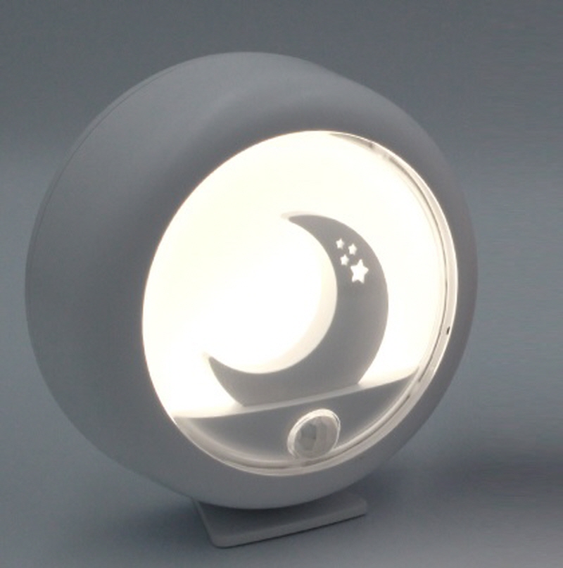 달 동작감지 센서등 화이트 LED 2단계 무드등 USB 충전 모션감지 계단 창고 장롱등
