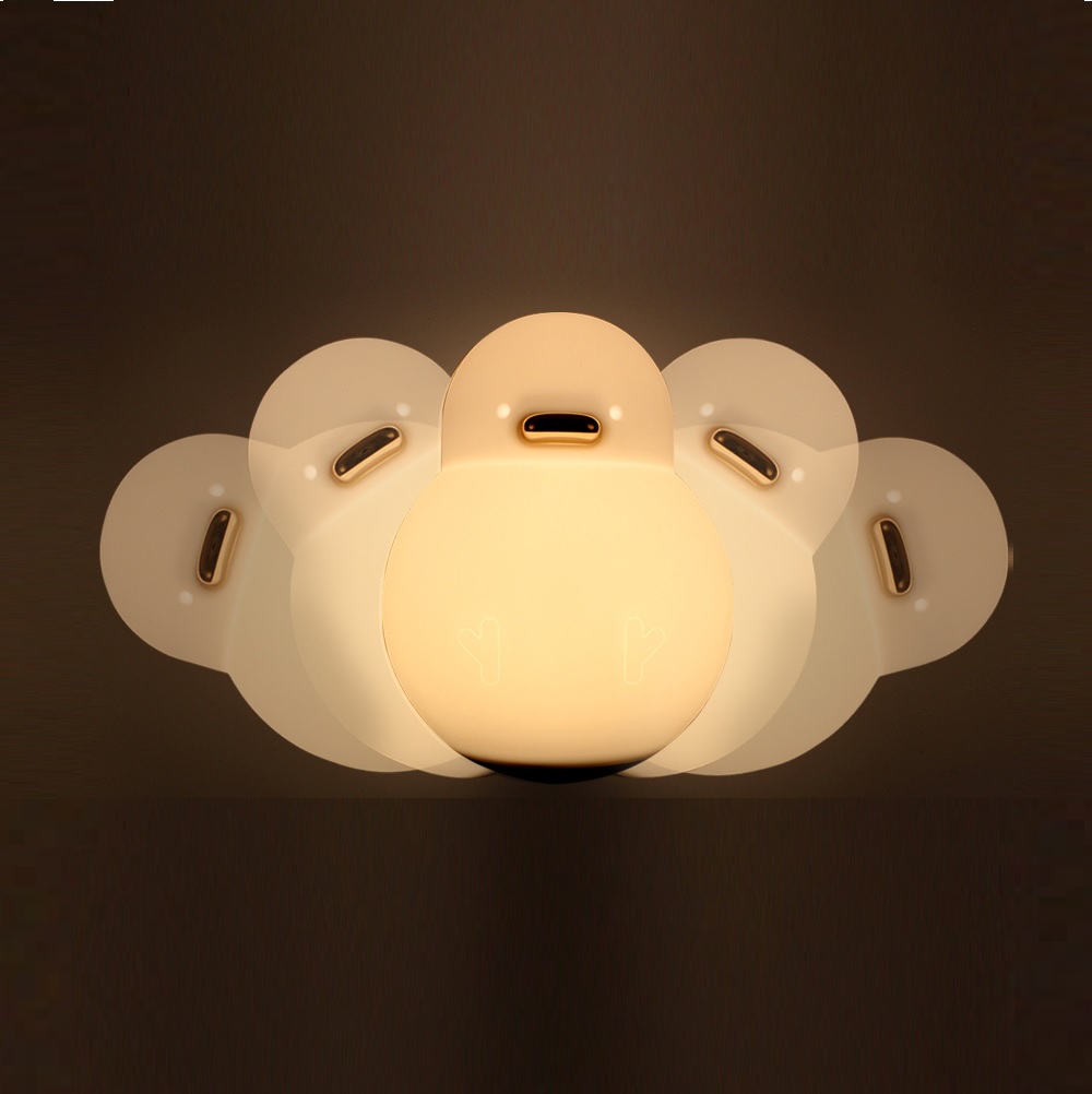 오뚜기 오리 무드등 터치 5색 4단 밝기조절 USB 충전 취침등 수유등