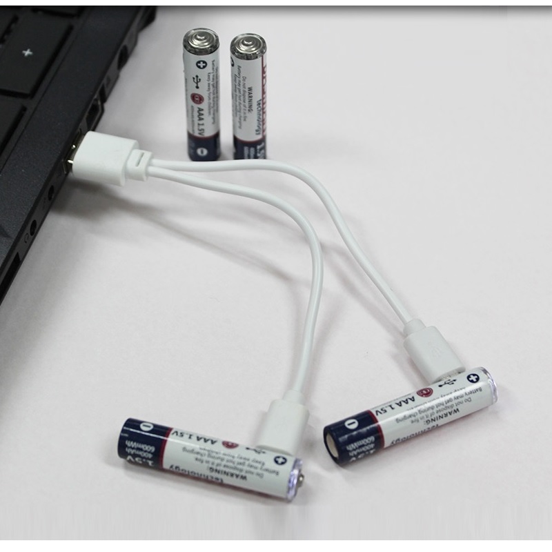 USB 충전식 건전지 AAA 1.5v 555mWh 2알1세트 리튬이온 배터리 AAA-400
