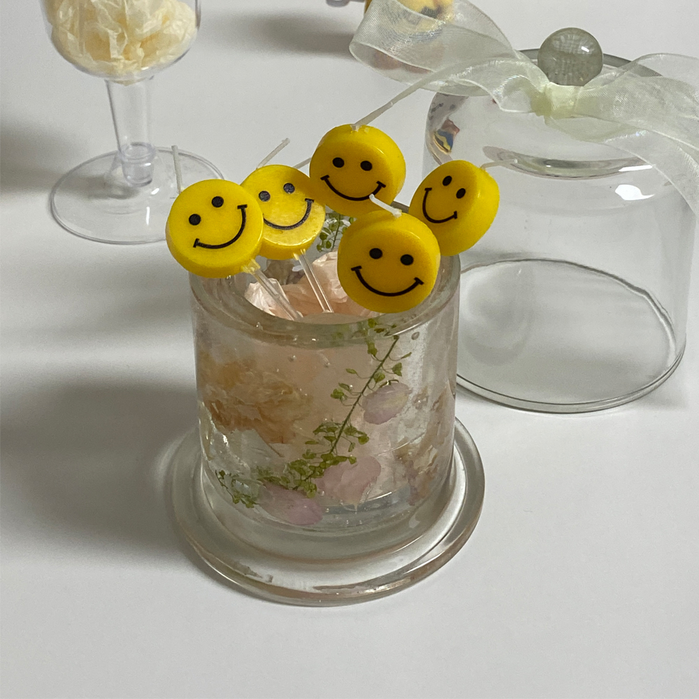 예쁜 케이크초 생일파티 장식 기념일초 큐티스마일 5개 1set