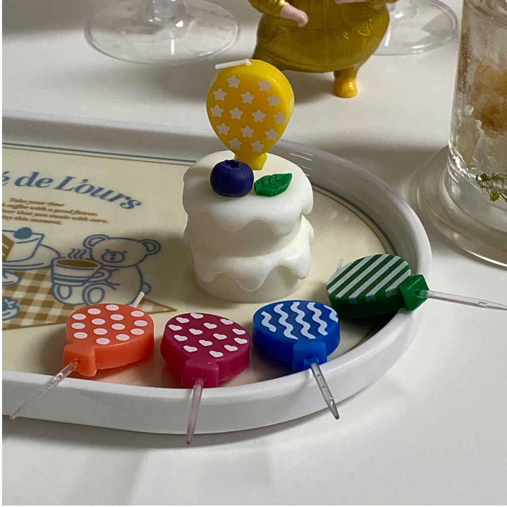 예쁜 케이크초 생일파티 장식 기념일초 생일풍선 5개 1set