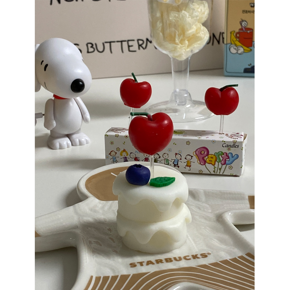 예쁜 케이크초 생일파티 장식 기념일초 하트체리 3개 1set