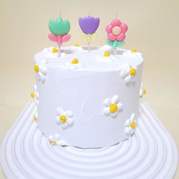 예쁜 케이크초 생일파티 장식 기념일초 봄꽃초 3개 1set