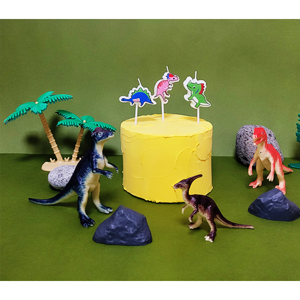 예쁜 케이크초 생일파티 장식 기념일초 크앙공룡 5개 1set