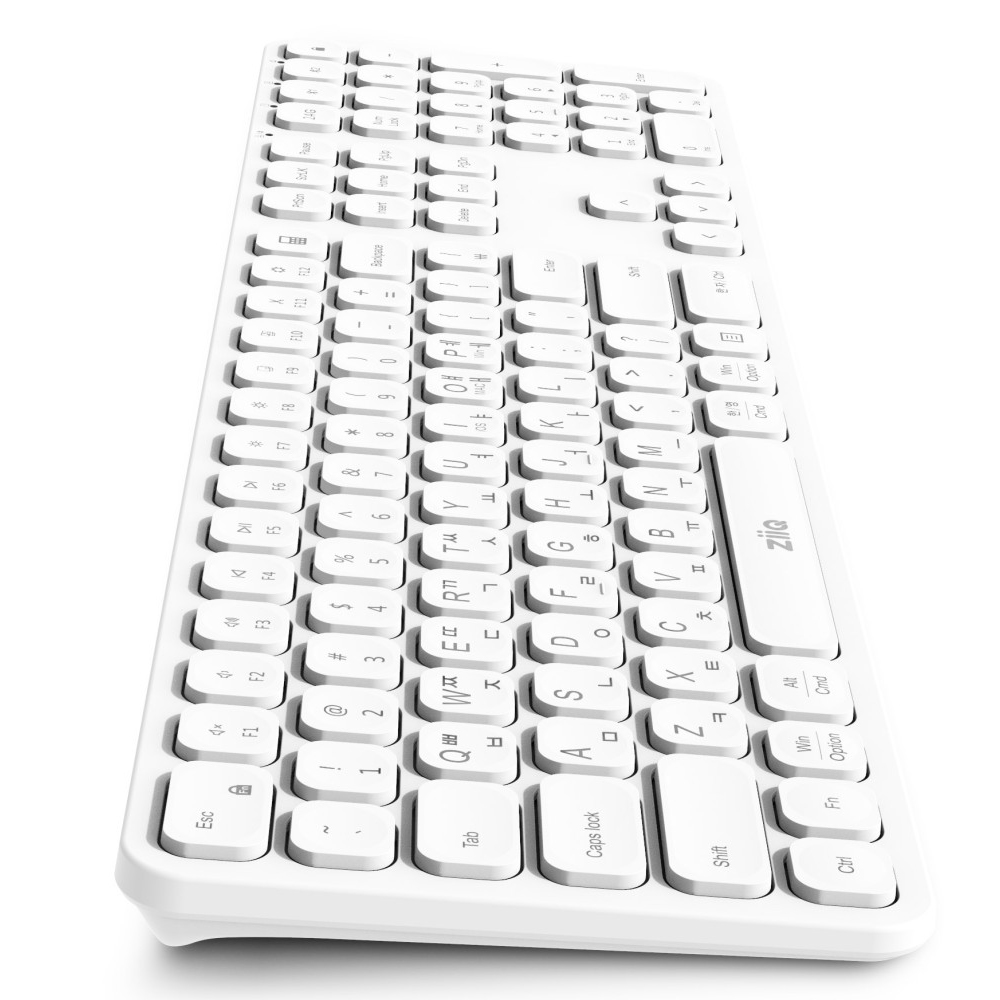 ZiiQ ZSB-1000 화이트 블루투스 무선 키보드 마우스 세트 키스킨포함