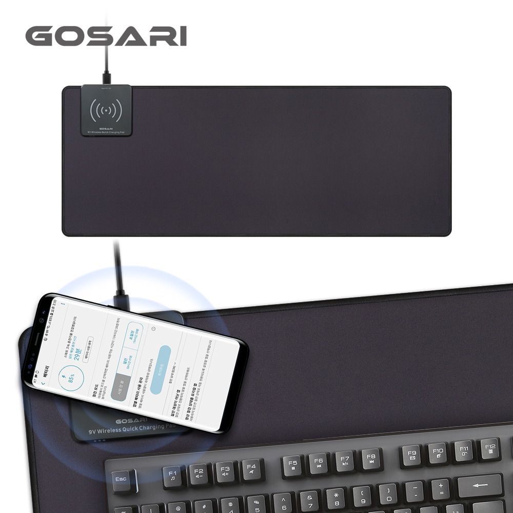 [GOSARI] 10W 고속무선충전 롱마우스패드