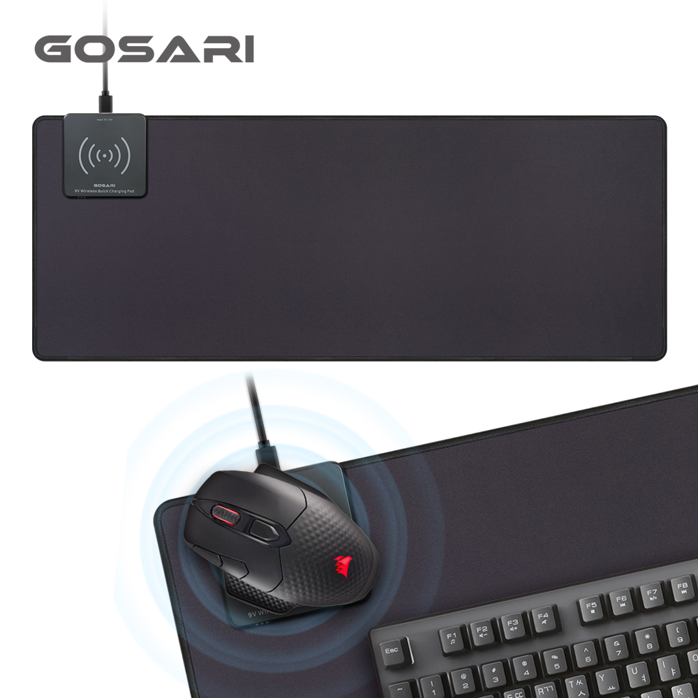 [GOSARI] 10W 고속무선충전 롱마우스패드