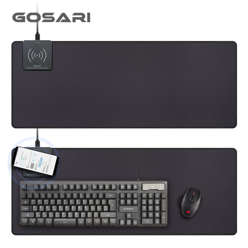 [GOSARI] 10W 고속무선충전 롱마우스패드