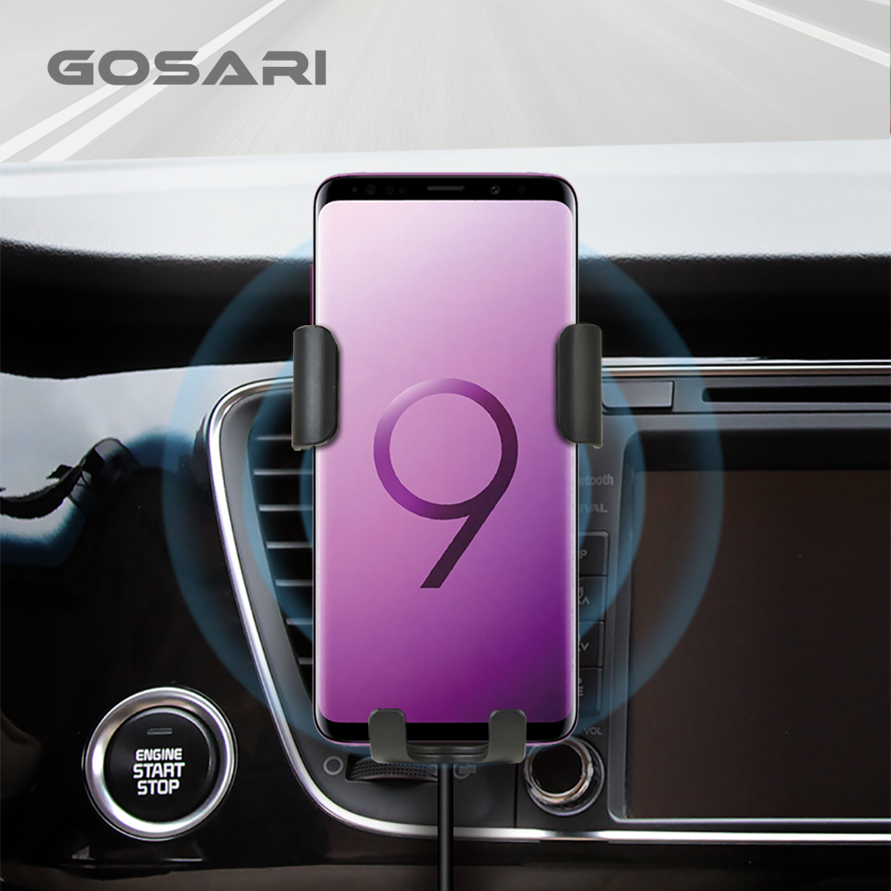 [GOSARI]Qi인증 10W 중력식차량용 고속 무선 충전기
