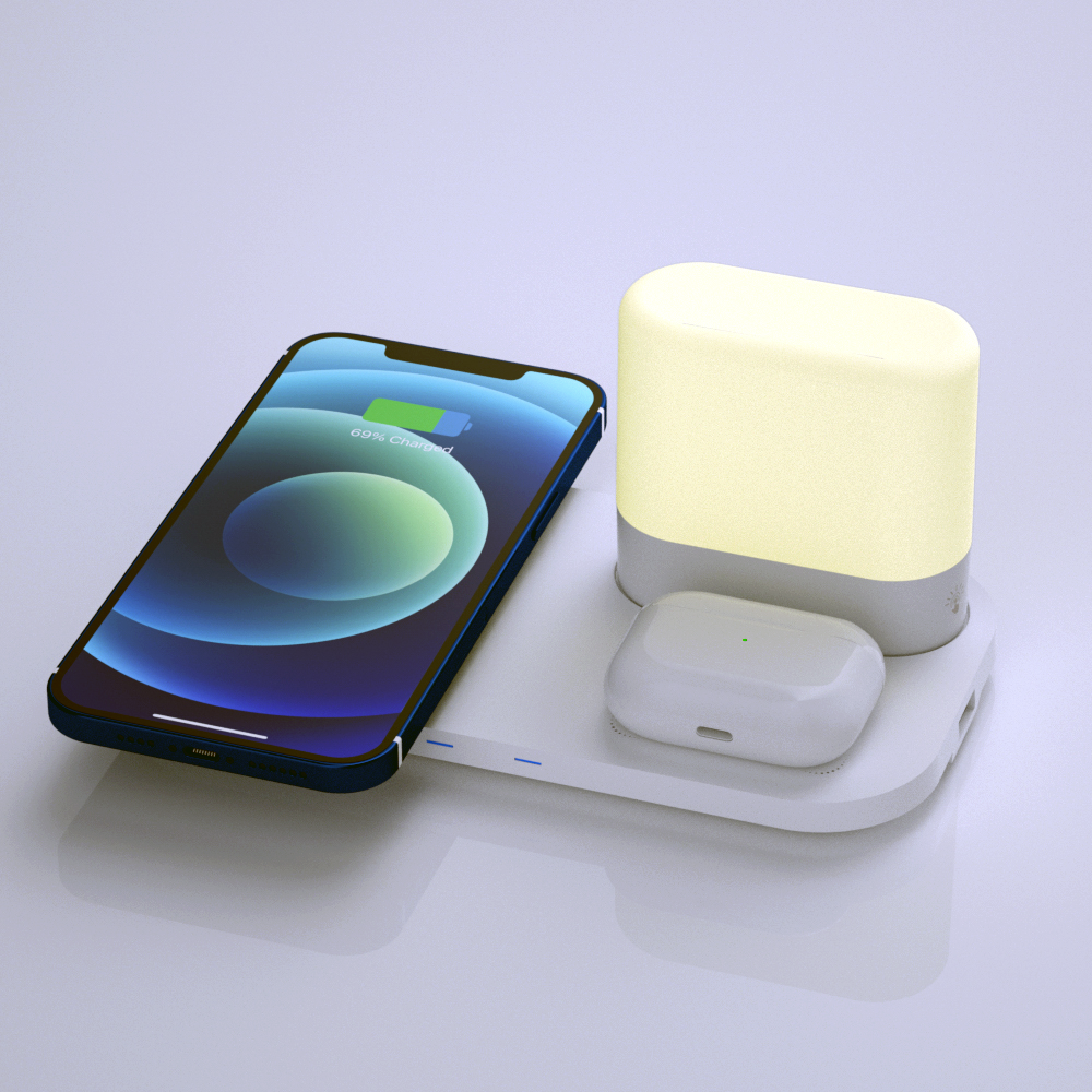 고속 무선충전기 3in1 휴대폰 삼성아이폰 LED무드등 동시충전 명품햅시