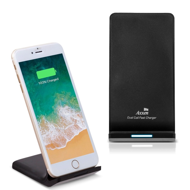 액센 10.5W 듀얼코일 고속무선 충전거치대 A110 블랙