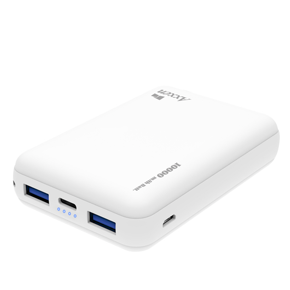 액센 B111 듀얼포트 보조배터리 10000mAh 5핀 C타입 입력지원 화이트