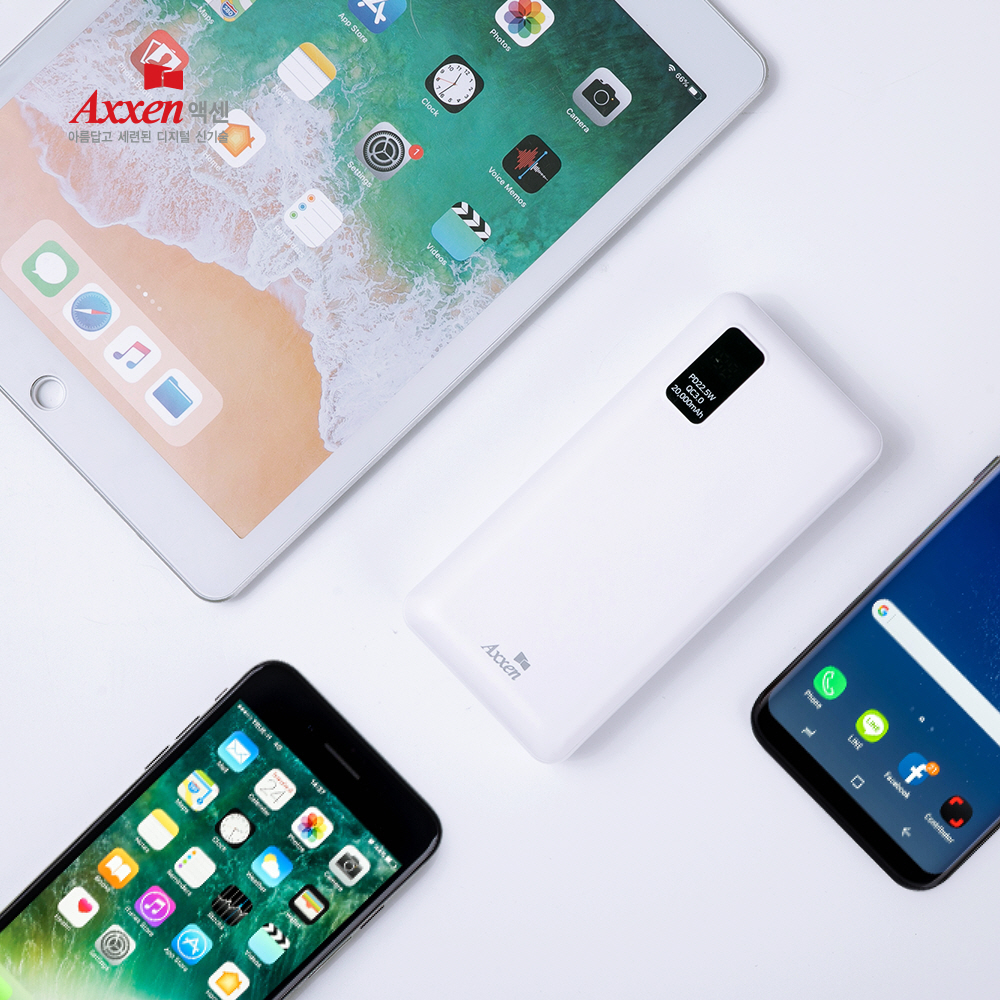 액센 NEW B320 듀얼 20000mAh QC3.0 PD 22.5W 보조배터리