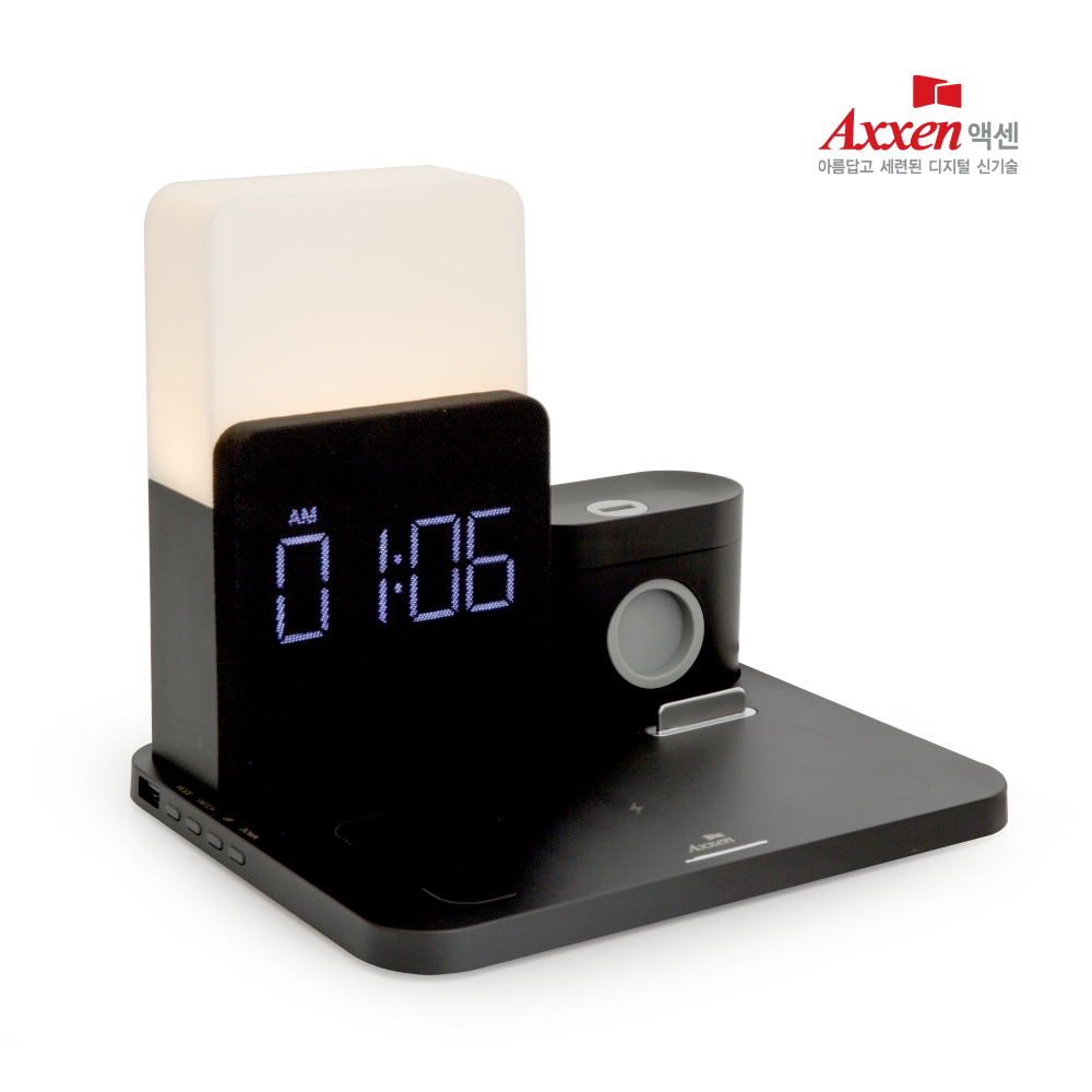 액센 A160 5in1 15W 무선충전 시계 무드램프 거치대