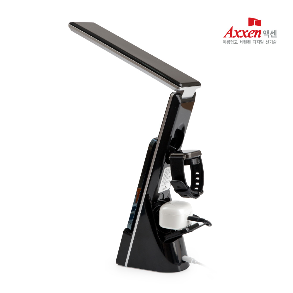 액센 A150 5in1 15W 무선충전 LED 스탠드 블랙
