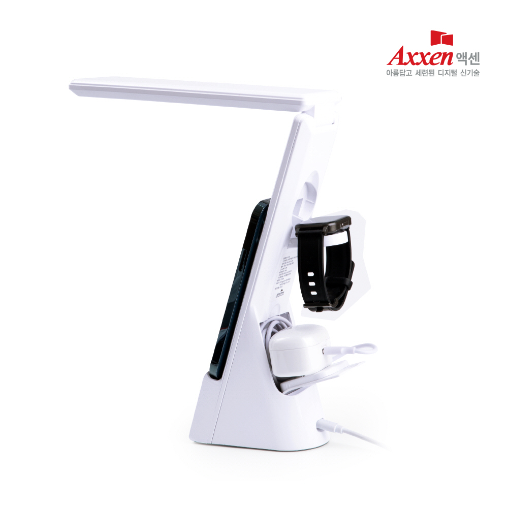 액센 A150 5in1 15W 무선충전 LED 스탠드 화이트