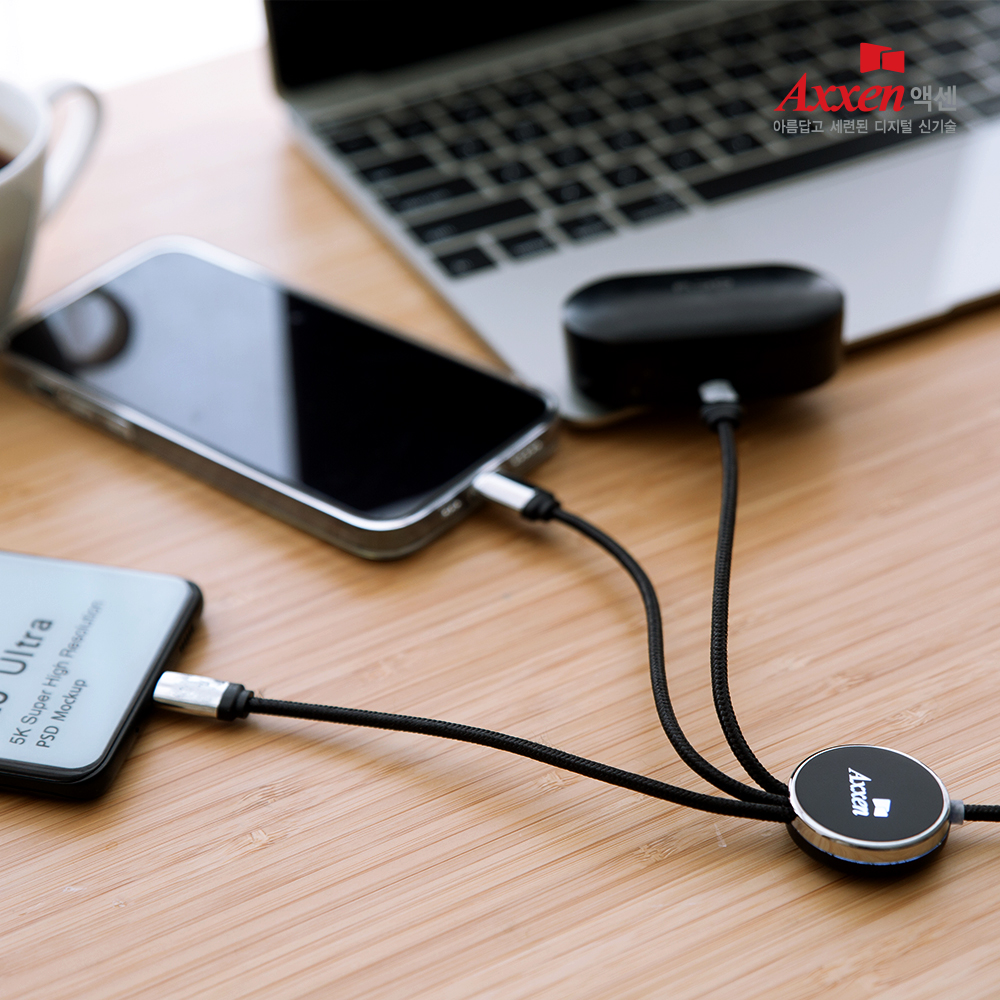 액센 A601 LED USB 3in1 고속충전 데이터 케이블