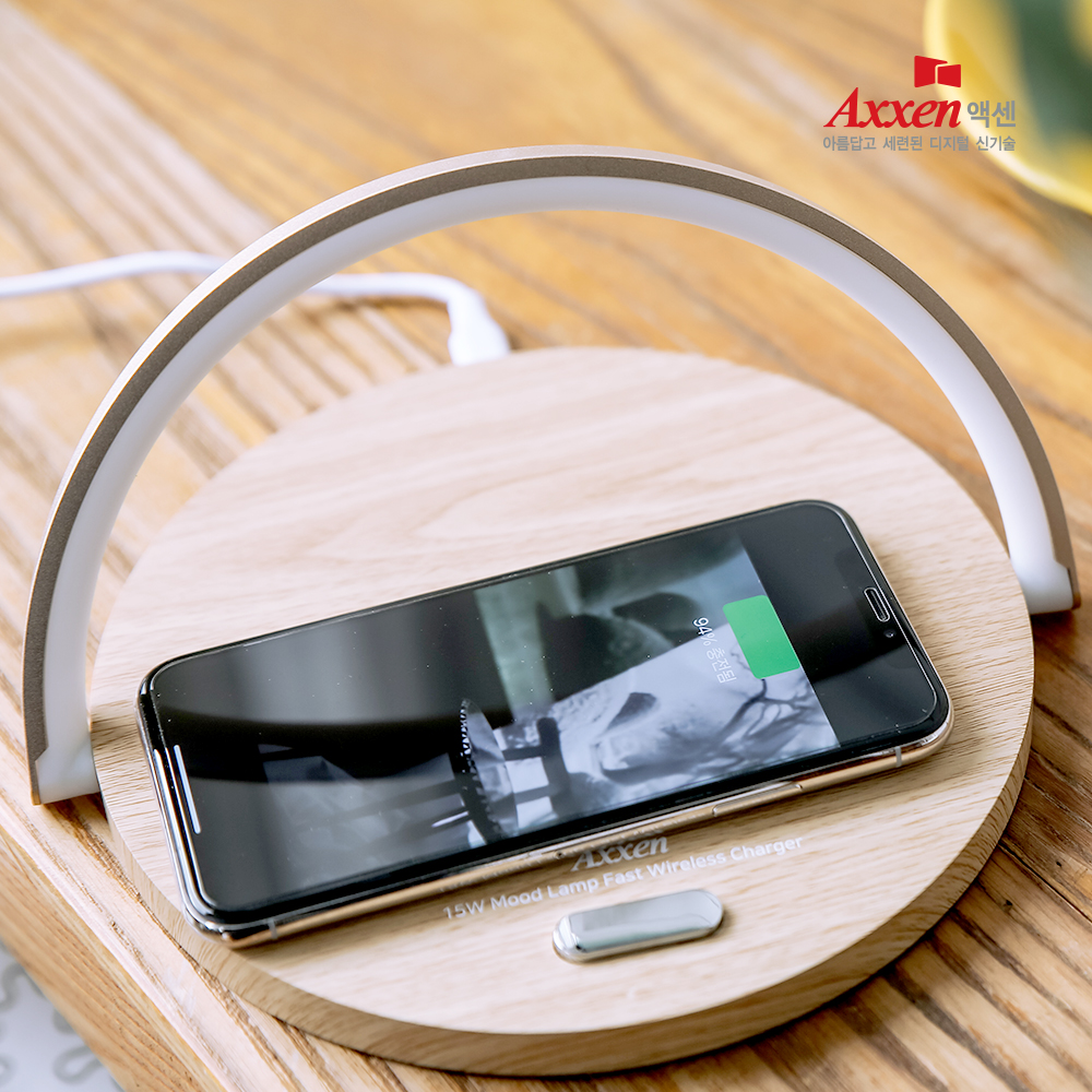 액센 A140 15W 무드램프 고속 무선충전기