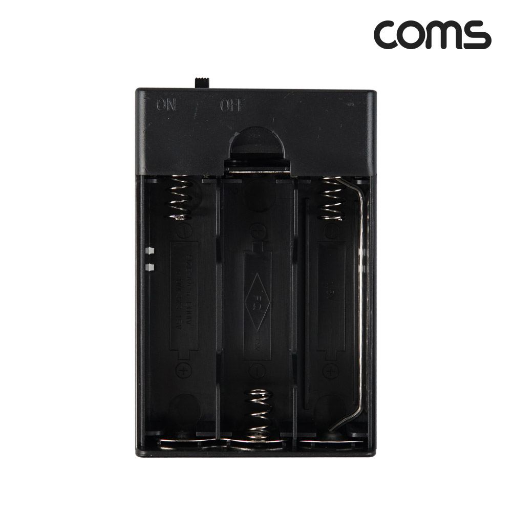 Coms 건전지 AA 3ea 비상충전 케이스 USB 전원 On/Off스위치 black