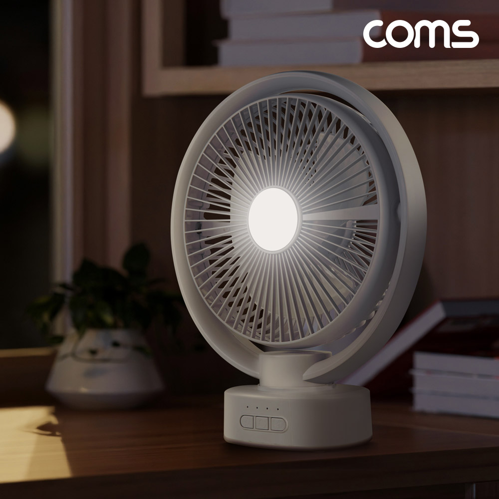 Coms 스탠드형 좌우회전 선풍기 수면용 독서실 저소음 LED