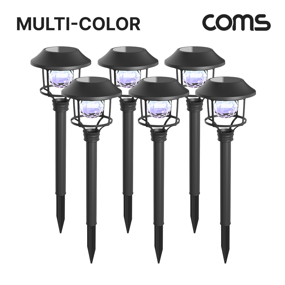 Coms 태양광 LED 정원등 6가지 멀티컬러 6개입 조명 6LED