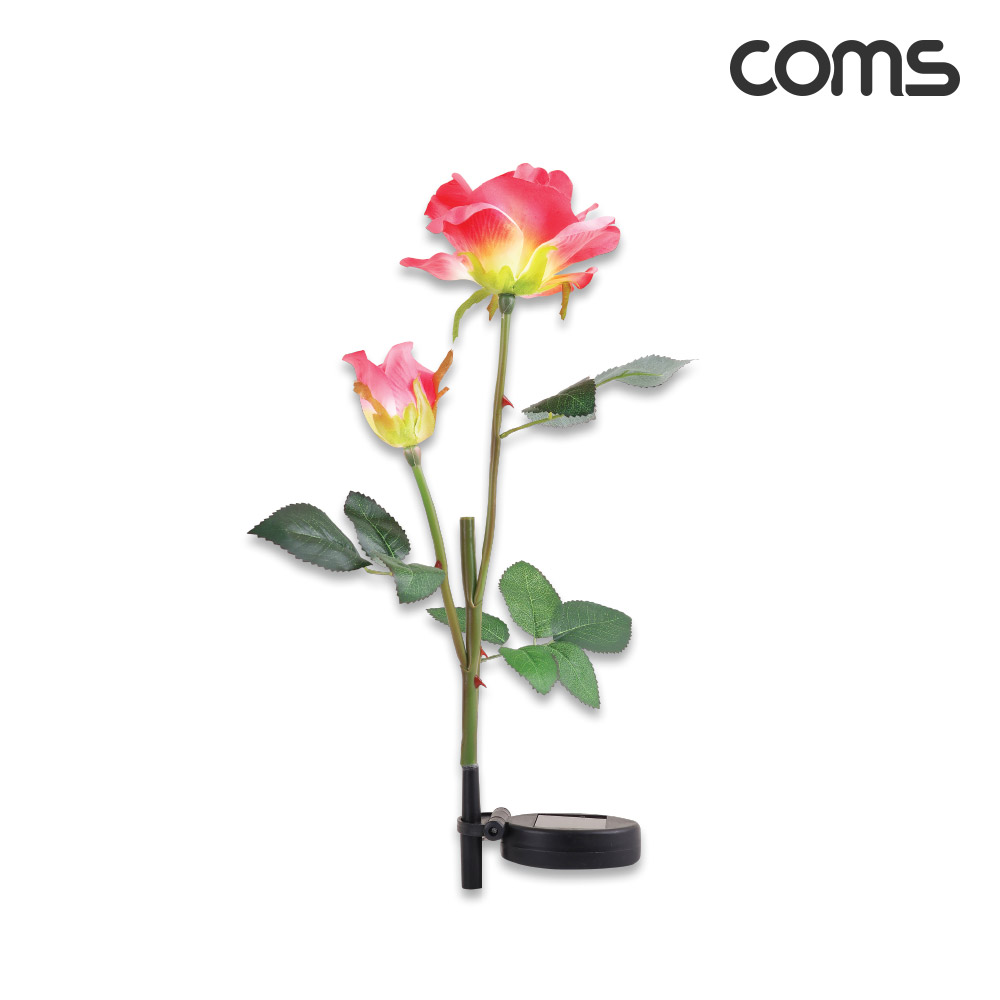 Coms 태양광 LED 정원등 Pink 장미 6개입