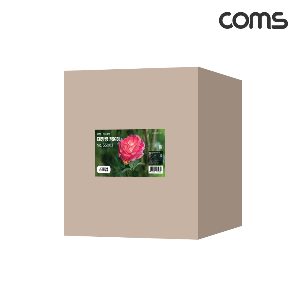 Coms 태양광 LED 정원등 Pink 장미 6개입