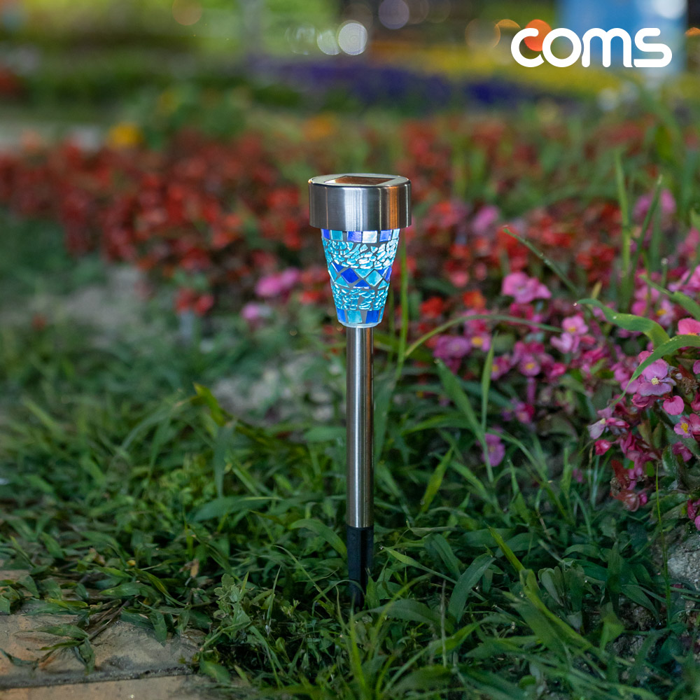 Coms 태양광 LED 정원등 블루 모자이크 6개입