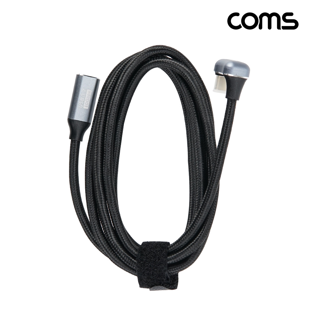 Coms USB 3.2 C타입 연장 케이블 MF 1.5M, 10Gbps PD 고속충전 꺾임