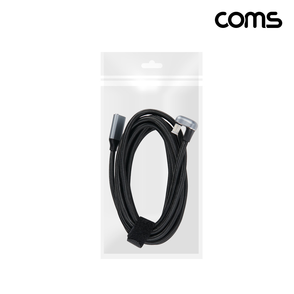 Coms USB 3.2 C타입 연장 케이블 MF 2M, 10Gbps PD 고속충전 꺾임