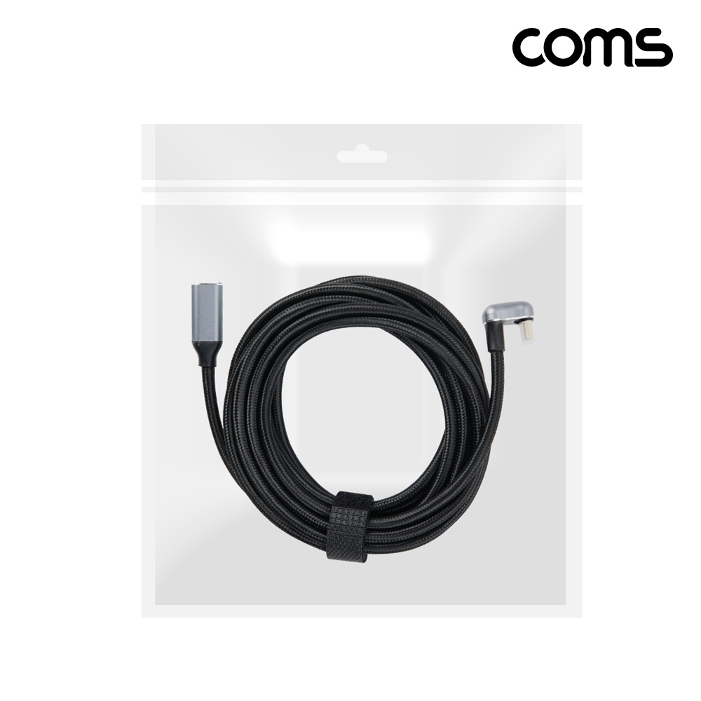 Coms USB 3.2 C타입 연장 케이블 MF 3M, 10Gbps PD 고속충전 꺾임