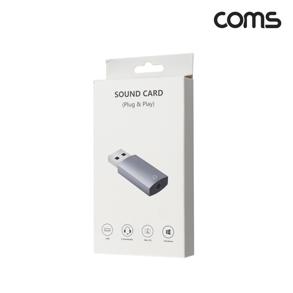 Coms USB 사운드카드 오디오 컨버터 AUX 스테레오 3.5mm 이어폰 젠더 stereo