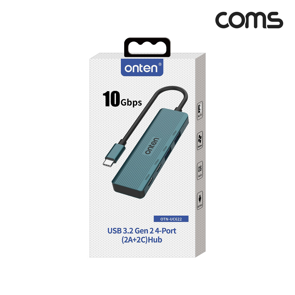 Coms USB 3.2 Gen2 4포트 허브 10Gbps C타입x2 A타입x2