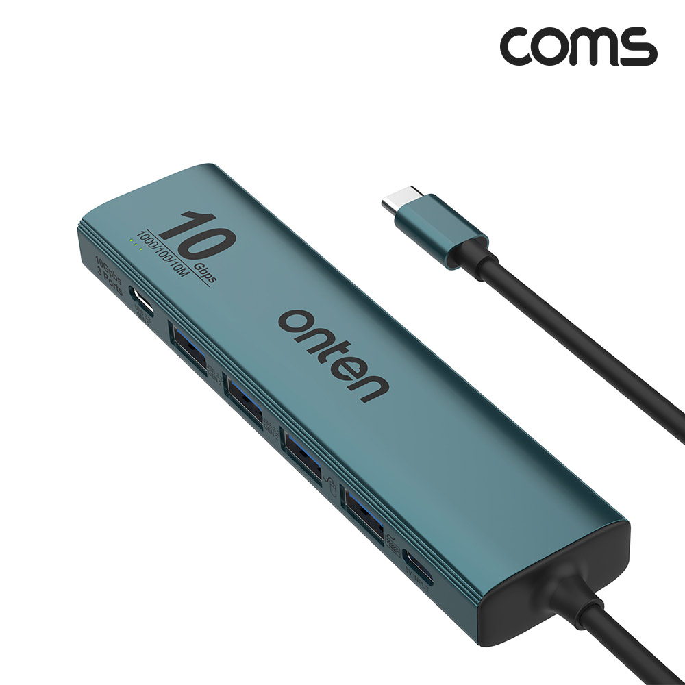 Coms C타입 멀티허브 5포트 Type C USB 3.2 Gen2 10Gbps RJ45 이더넷 랜카드