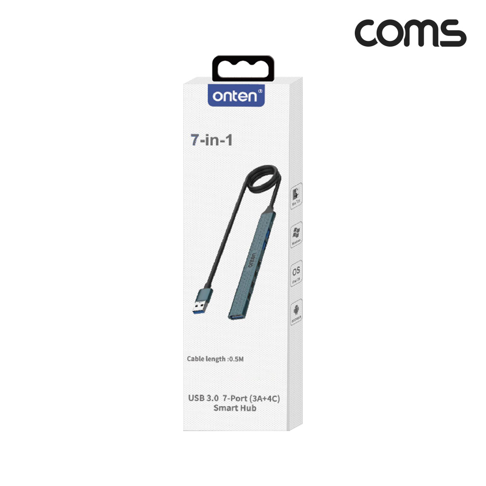 Coms USB 멀티허브 7포트 C타입x4 A타입x3