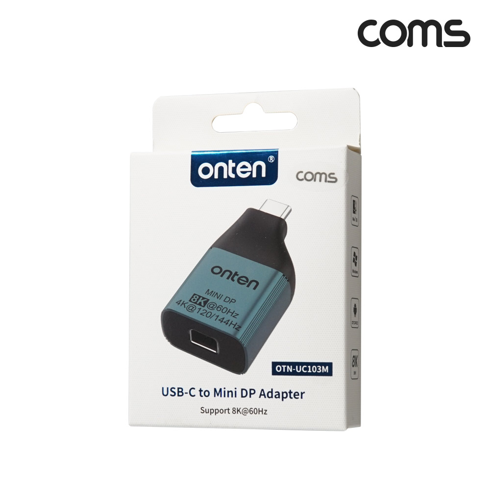 Coms C타입 Mini DP 젠더 컨버터, USB-C 변환 8K@60Hz UHD 미니DP