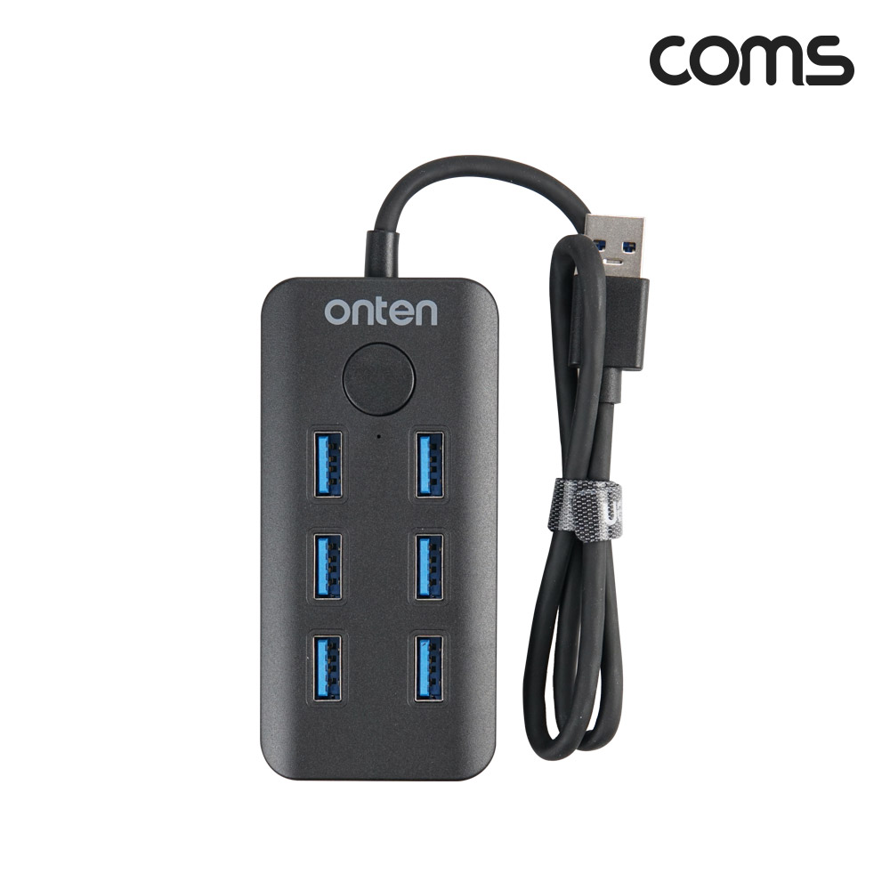 Coms USB 3.0 멀티허브 6포트 Gen1 5Gbps RJ45 이더넷 랜카드 10/100Mbps 화면잠금 락스크린 버튼