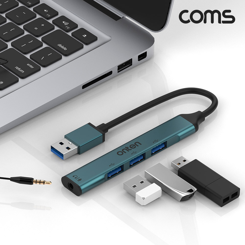 Coms USB 3포트 허브 USB to USB 3Port + 3.5mm Jack