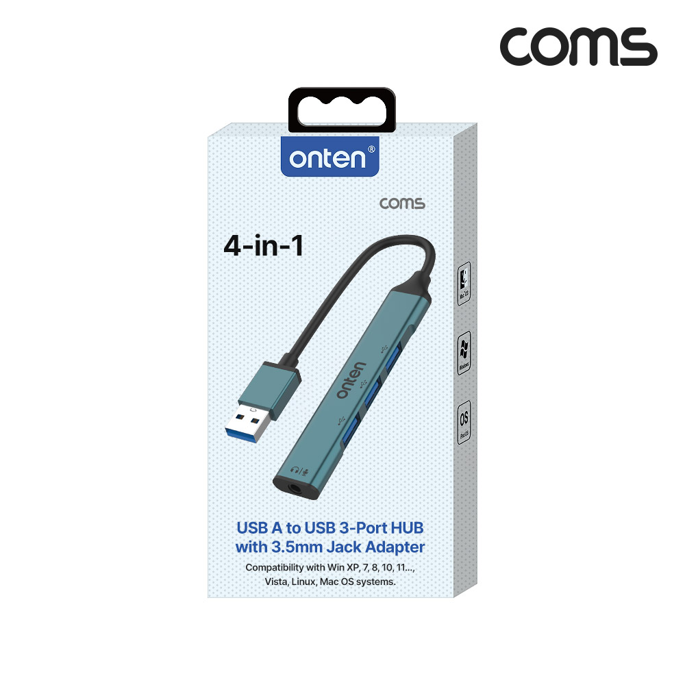 Coms USB 3포트 허브 USB to USB 3Port + 3.5mm Jack