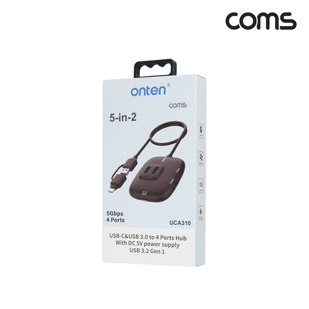 Coms USB 3.0 멀티허브 4포트 Gen1 5Gbps 보조전원